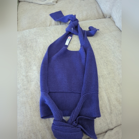 Free People Beach  Orchid Convertible Sweater Tank Size Medium Purple Nwot - Picture 11 of 12